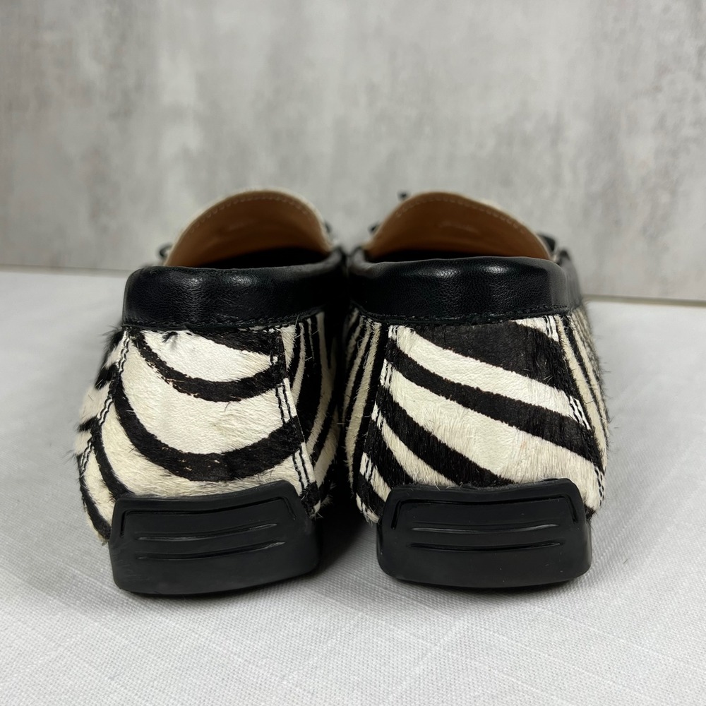 VAN ELI Zebra Print Calf Hair Loafer Flats Women's Size 7.5 Black White - Picture 7 of 9
